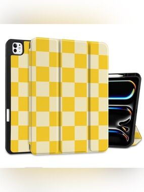 Meegoodo Case for iPad Pro 13" Yellow Cream Checkered